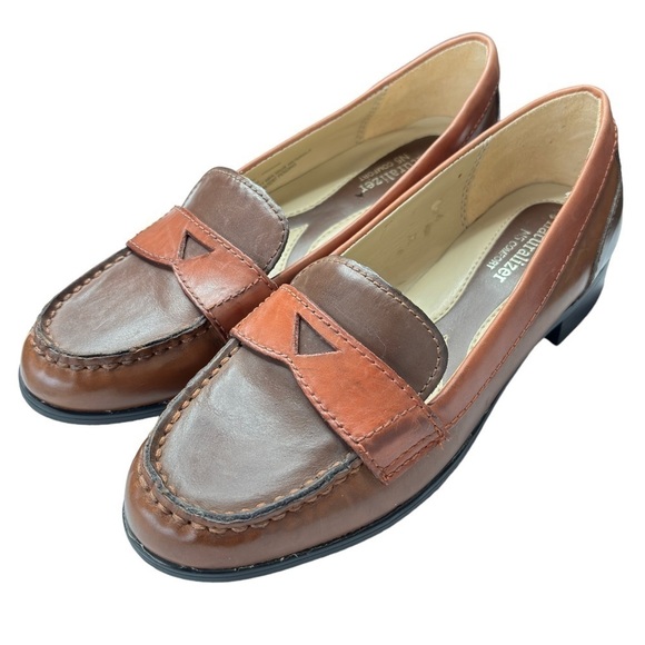 Naturalizer Loafers sizr 6.5 Two Tone Brown Leather Slip On Comfort Shoe Classic - Picture 1 of 8